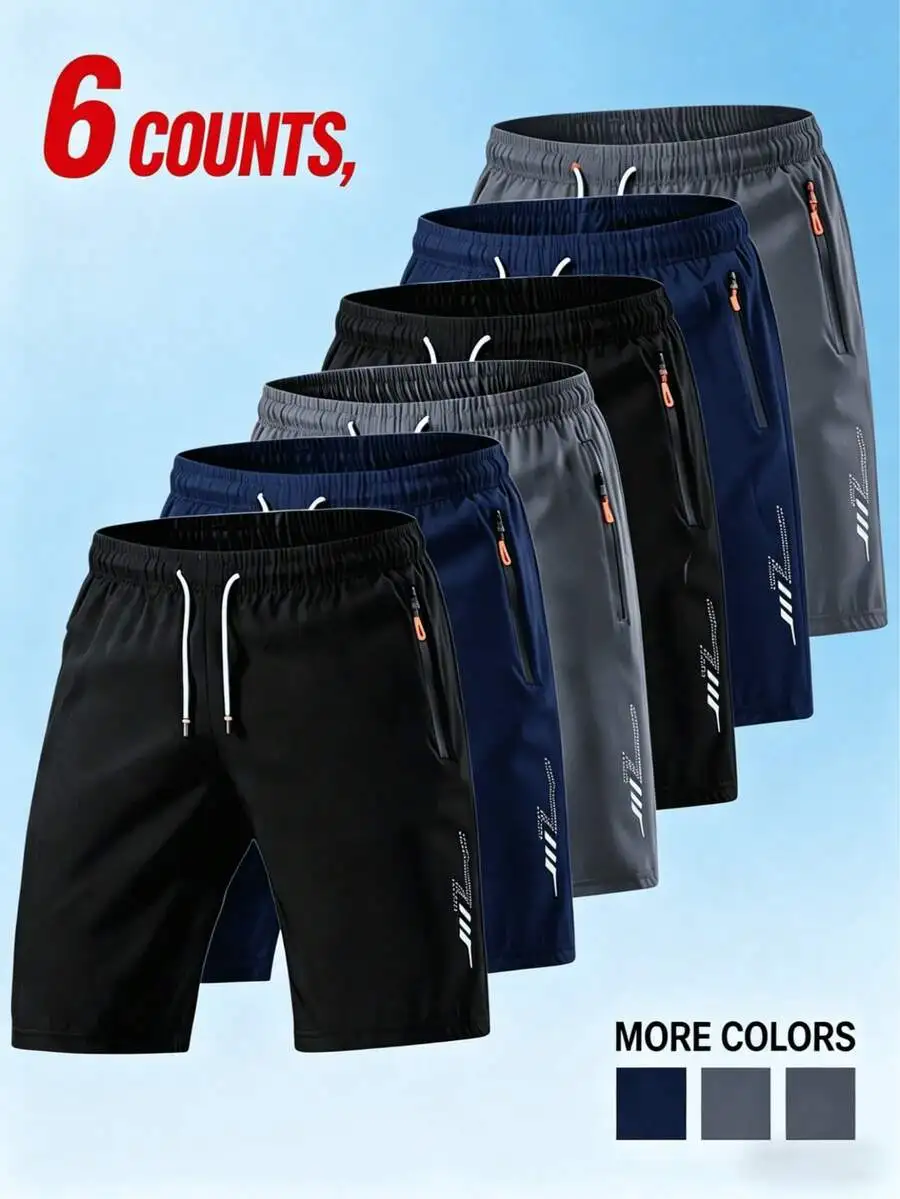 6-Pack Mens Quick-Dry Breathable Sports Shorts With Zipper Pockets And Reflective Geometric Pattern
6-Pack Mens Quick-Dry Breathable Sports Shorts With Zipper Pockets And Reflective Geometric Pattern