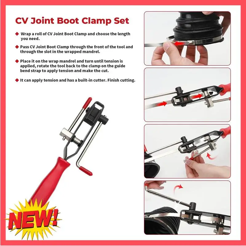 B17C CV Joint Crimp Clamp Plier CV Boot Clamps Car Joint Binding Trunk Axle Clamp Tool Repair Tool With 200 Boot Band Clamps
B17C CV Joint Crimp Clamp Plier CV Boot Clamps Car Joint Binding Trunk Axle Clamp Tool Repair Tool With 200 Boot Band Clamps