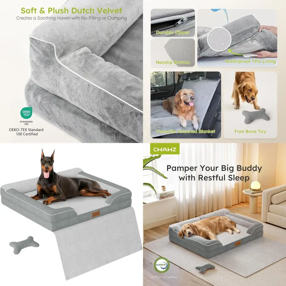Extra Large Orthopedic Dog Bed with Cooling Gel Memory Foam, Waterproof & Removable Washable Cover, 53 Couch with Dutch Velvet &
Extra Large Orthopedic Dog Bed with Cooling Gel Memory Foam, Waterproof & Removable Washable Cover, 53 Couch with Dutch Velvet &