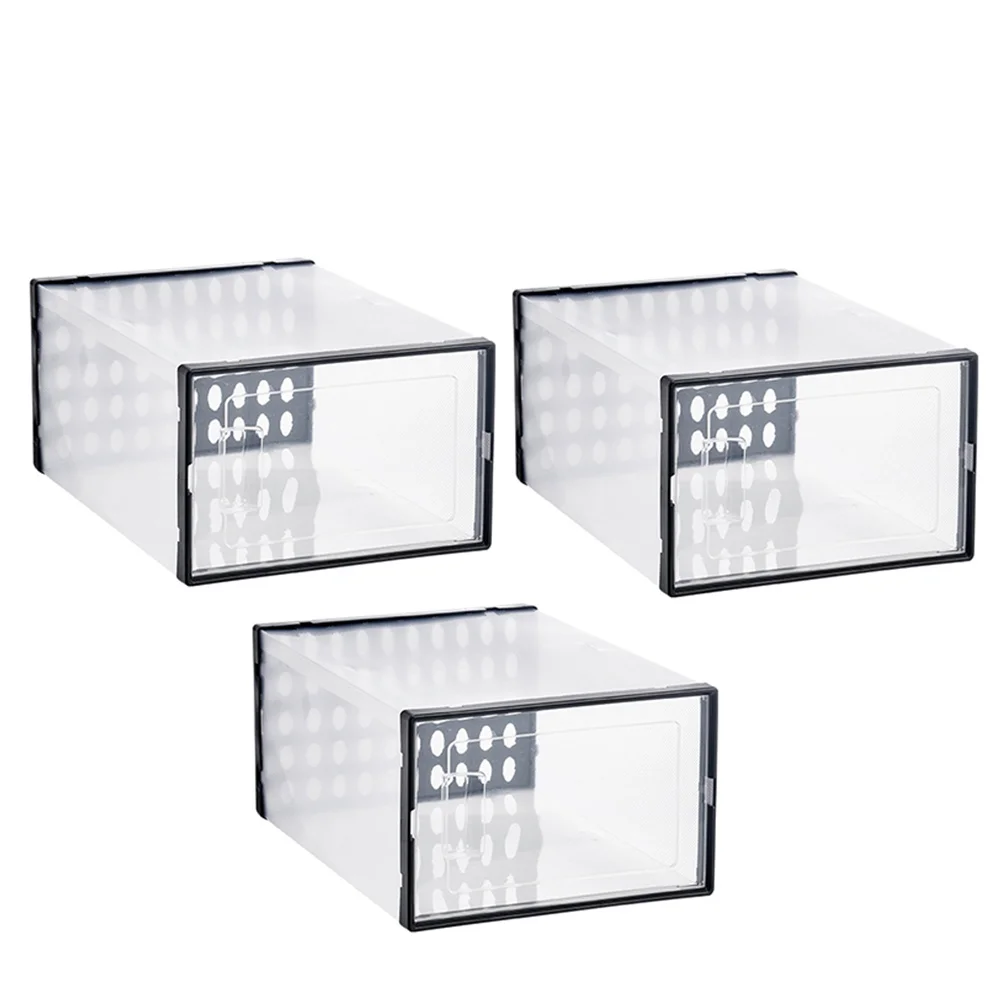 3pcs Black Transparent Shoe Boxes 34x15.5x24cm Storage Containers Stackable PP Material Home Dorm Shoe Box Solutions
3pcs Black Transparent Shoe Boxes 34x15.5x24cm Storage Containers Stackable PP Material Home Dorm Shoe Box Solutions