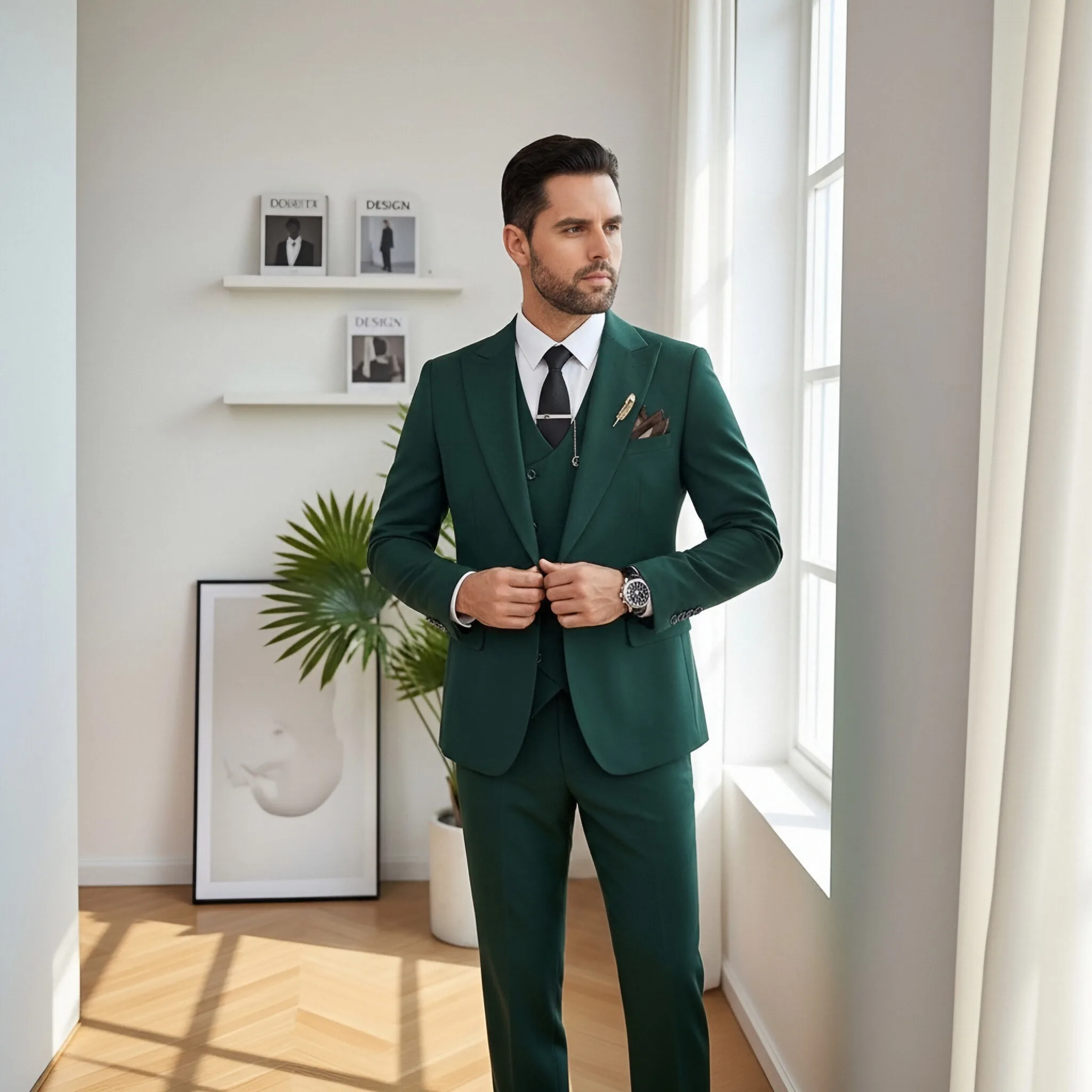 Dark Green Single Breasted 3-Piece Suit Men's Slim Fit Traje para Hombre for Formal Business and Evening Events Opeodly
Dark Green Single Breasted 3-Piece Suit Men's Slim Fit Traje para Hombre for Formal Business and Evening Events Opeodly