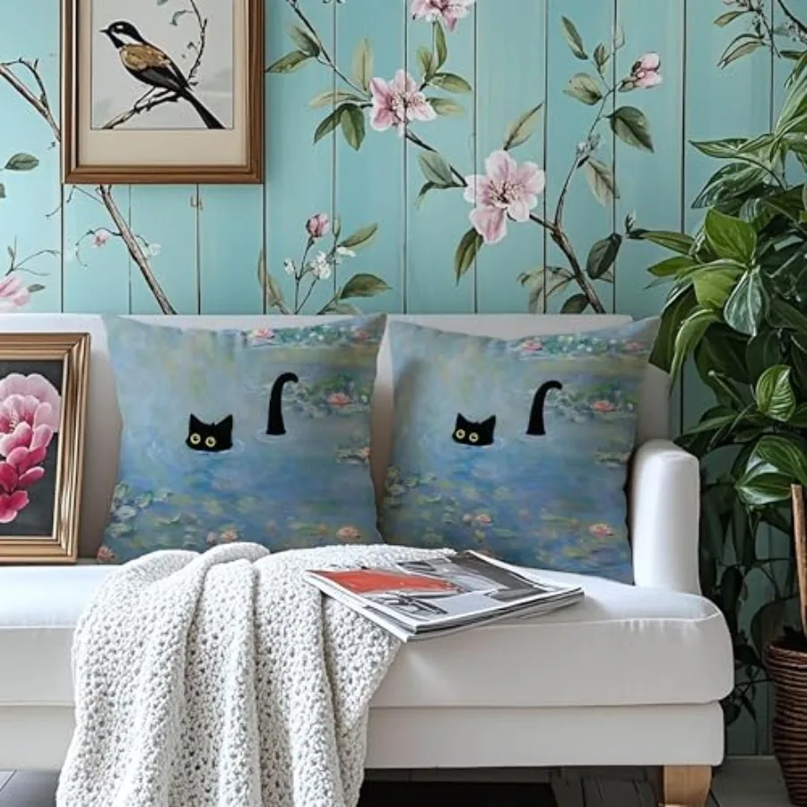 Black Cat Pillow Covers 18x18 Pack of 2 Water Lily Pond Black Cat Gift Throw Outdoor Pillows for Garden Funiture Patio Home
Black Cat Pillow Covers 18x18 Pack of 2 Water Lily Pond Black Cat Gift Throw Outdoor Pillows for Garden Funiture Patio Home