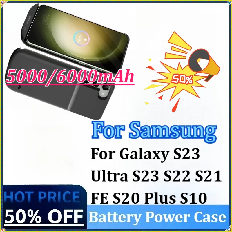 New 5000/6000mAh Battery Power Case for Samsung Galaxy S23 Ultra S21 S23 S22 FE S20 Plus S10 Battery Case Charging Power Bank
New 5000/6000mAh Battery Power Case for Samsung Galaxy S23 Ultra S21 S23 S22 FE S20 Plus S10 Battery Case Charging Power Bank