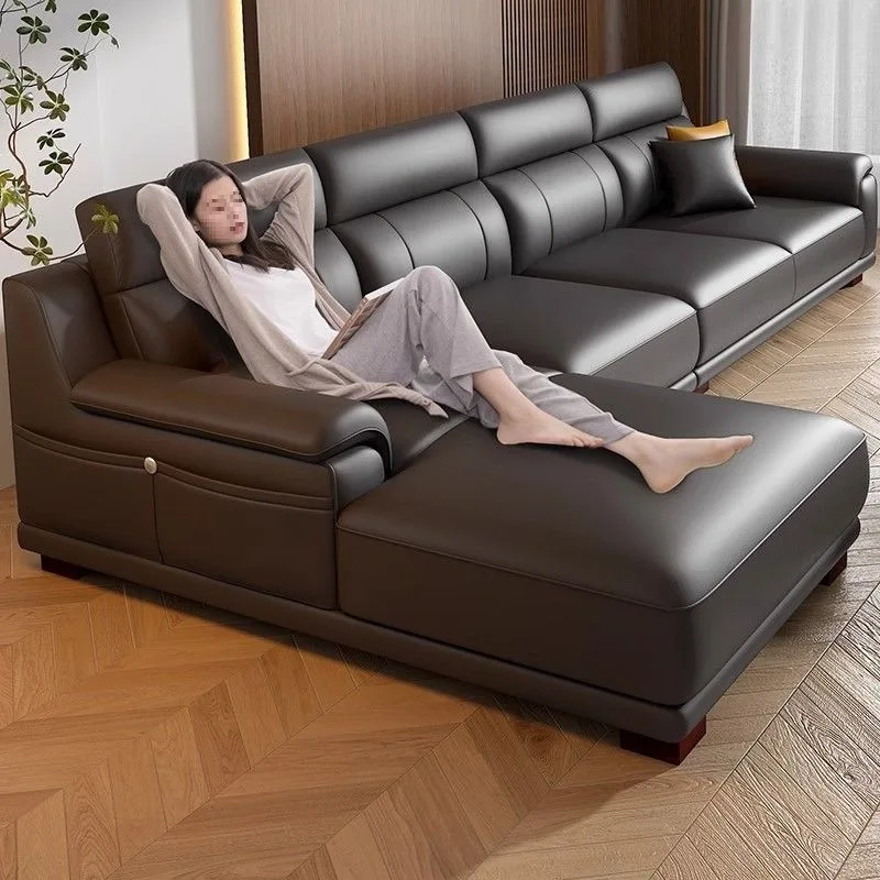 Modern leather sofa first layer cowhide sofa living room size apartment concubine Italian light luxury
Modern leather sofa first layer cowhide sofa living room size apartment concubine Italian light luxury