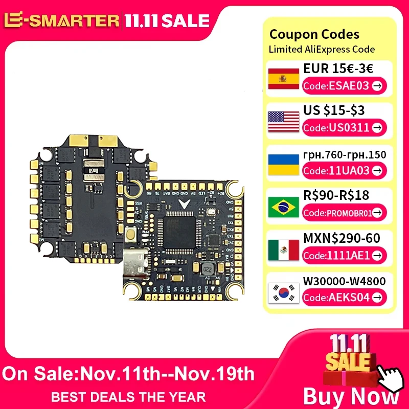 XFlight Hobby F405 V3 Flight Controller BLS 50/60A 4IN1 ESC 8 bit Compatible with 2-6S LiPo for 7/8/9/10Inch FPV Freestyle Drone
XFlight Hobby F405 V3 Flight Controller BLS 50/60A 4IN1 ESC 8 bit Compatible with 2-6S LiPo for 7/8/9/10Inch FPV Freestyle Drone