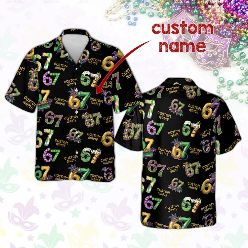Гавайская рубашка Марди Гра с индивидуальным именем и бусинами Krewe, ожерелье с принтом, карнавальная рубашка на пуговицах, отпускная рубашка, подарок Fat Tuesday
Гавайская рубашка Марди Гра с индивидуальным именем и бусинами Krewe, ожерелье с принтом, карнавальная рубашка на пуговицах, отпускная рубашка, подарок Fat Tuesday