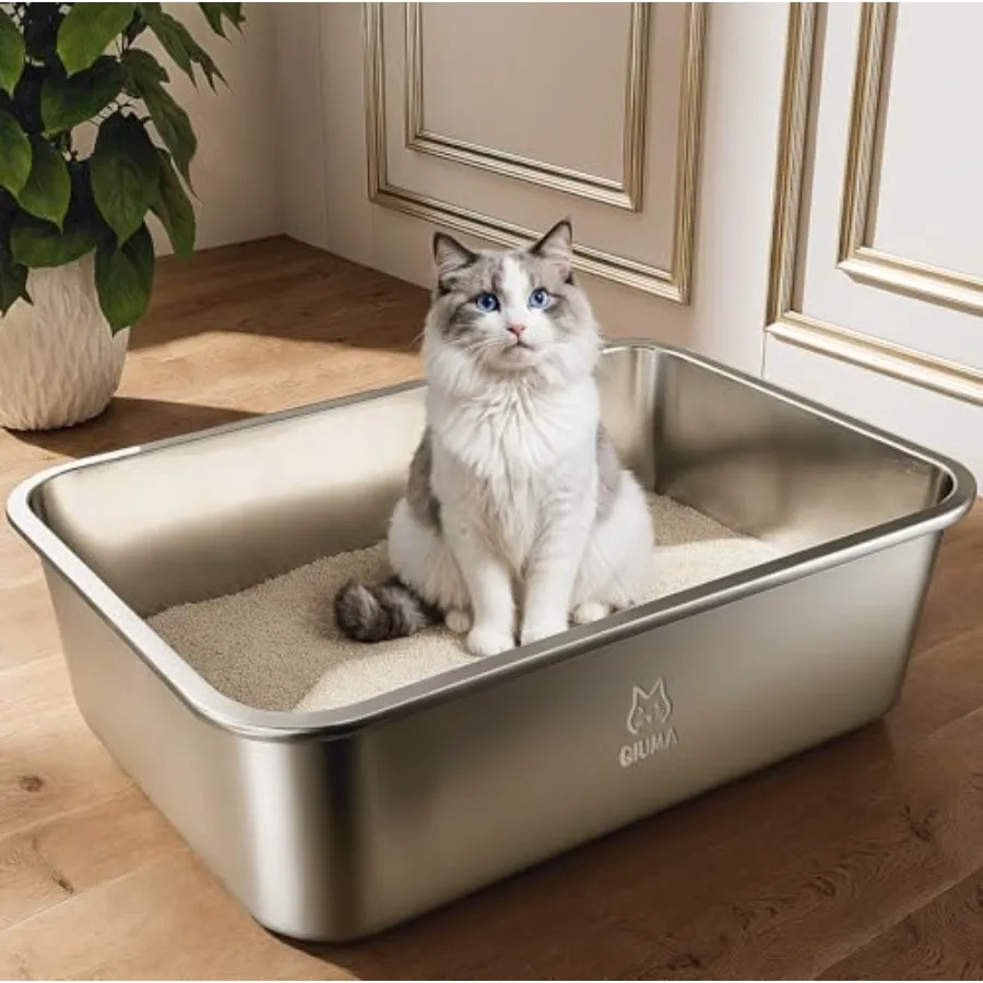 Stainless Steel Litter Box, Metal Cat Litter Box with High Sides, Odor-Free, Non-Stick, Easy to Clean, 17.5"×13.6"×5.9", Ideal
Stainless Steel Litter Box, Metal Cat Litter Box with High Sides, Odor-Free, Non-Stick, Easy to Clean, 17.5"×13.6"×5.9", Ideal