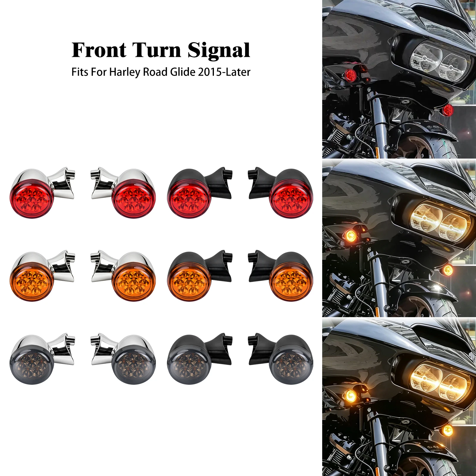 Motorcycle Front Turn Signals LED Light 4 Wires Brake Running Indicator Lamp Blinker For Harley Touring Road Glide FLTRX 2015-UP
Motorcycle Front Turn Signals LED Light 4 Wires Brake Running Indicator Lamp Blinker For Harley Touring Road Glide FLTRX 2015-UP