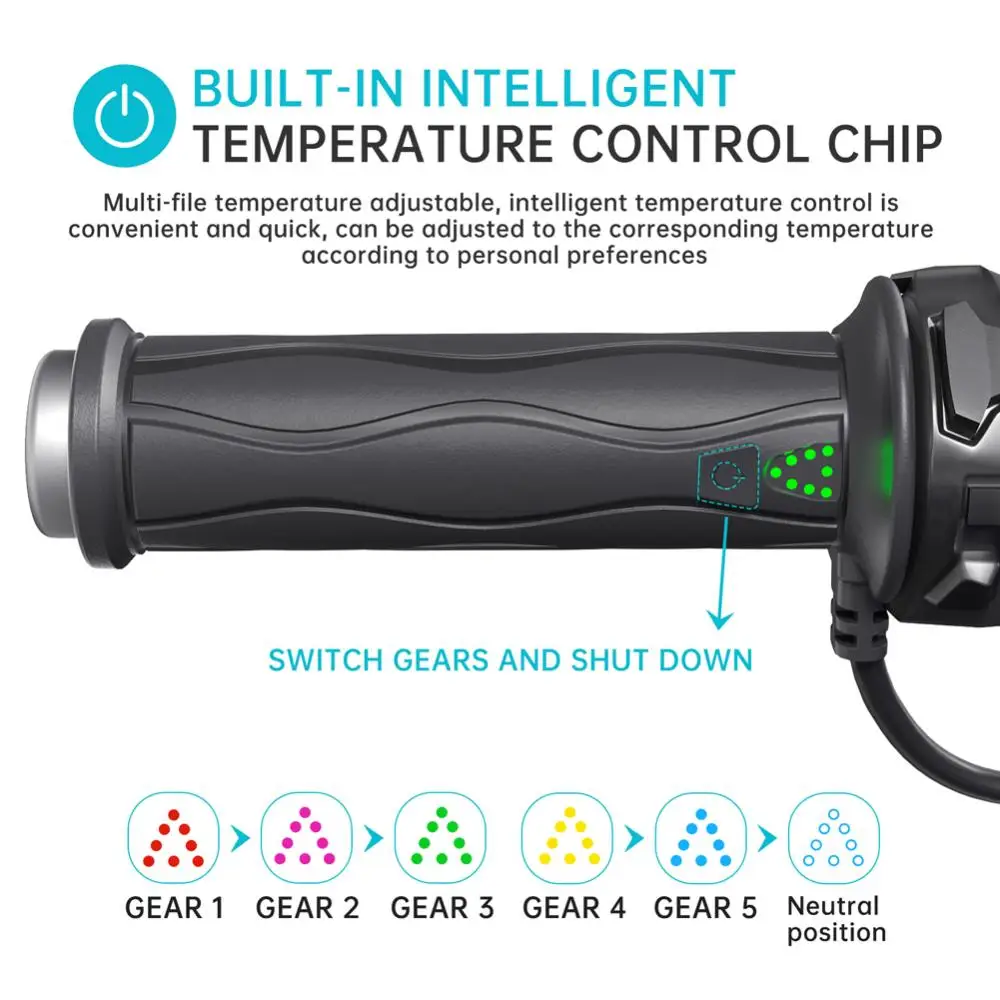 DC 12V Motorcycle Hand Heated Grips 5-Gear Electric Molded Grips Silicone Adjustable Hot Grip Handle Motorcycle Parts for Winter
DC 12V Motorcycle Hand Heated Grips 5-Gear Electric Molded Grips Silicone Adjustable Hot Grip Handle Motorcycle Parts for Winter