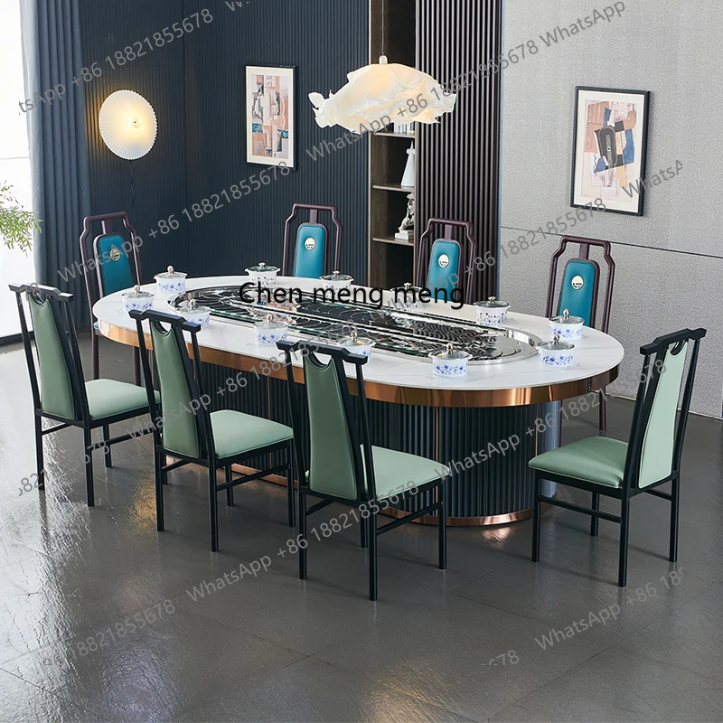 Овальный электрический обеденный стол, вращающийся стол из искусственного мрамора, конвейерная лента из каменной плиты, вращающийся длинный стол с горячим горшком
Овальный электрический обеденный стол, вращающийся стол из искусственного мрамора, конвейерная лента из каменной плиты, вращающийся длинный стол с горячим горшком