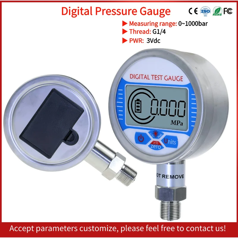 LCD digital oil pressure gauge stainless steel water pressure gauge with battery powered 100bar pressure gauge
LCD digital oil pressure gauge stainless steel water pressure gauge with battery powered 100bar pressure gauge