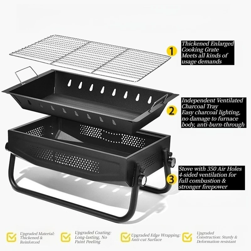 Portable Foldable Charcoal BBQ Grill Outdoor Camping Barbecue Stove Household Meat Roast Rack
Portable Foldable Charcoal BBQ Grill Outdoor Camping Barbecue Stove Household Meat Roast Rack