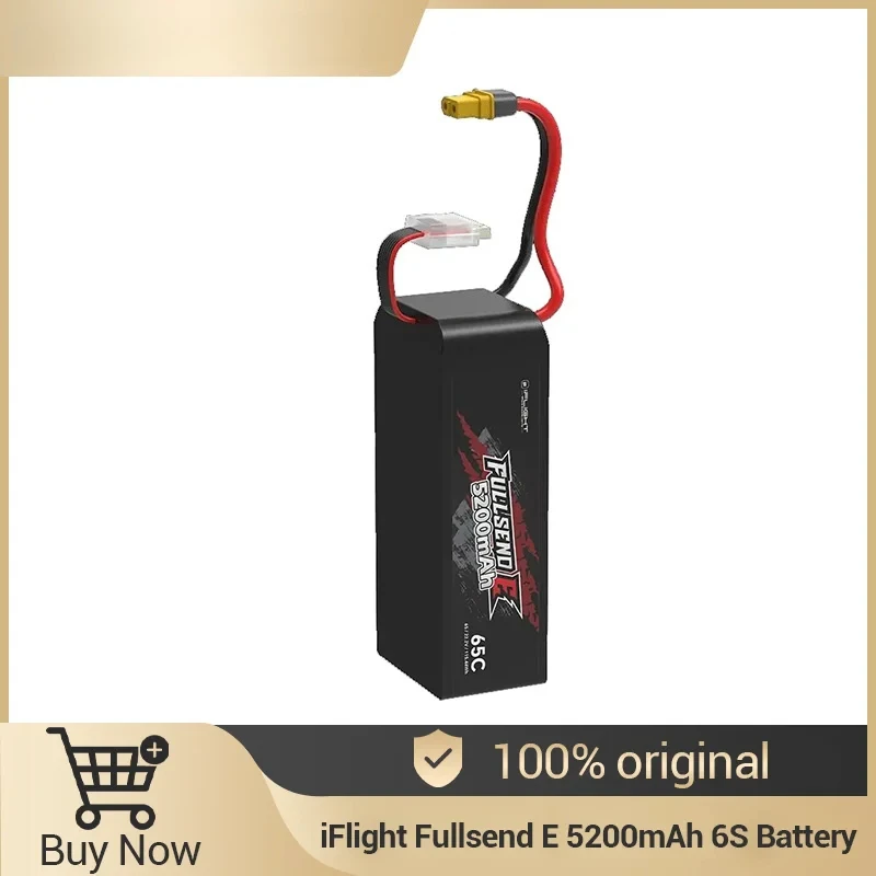IFlight Fullsend E 5200mAh 22.2V 6S 65C LI-PO Battery with XT60 Connector for FPV Racing Kit Parts 2024 in Stock
IFlight Fullsend E 5200mAh 22.2V 6S 65C LI-PO Battery with XT60 Connector for FPV Racing Kit Parts 2024 in Stock