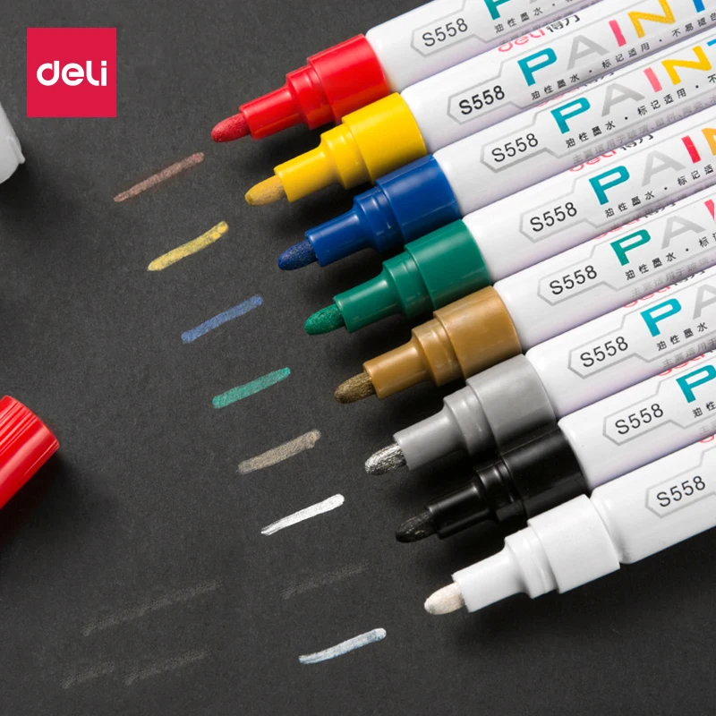 1pcs Deli Permanent Paint Pens White Markers 8Colores graffiti/drawing pen Waterproof plumones For Metal,Tire,Creamics,Wood,Mugs
1pcs Deli Permanent Paint Pens White Markers 8Colores graffiti/drawing pen Waterproof plumones For Metal,Tire,Creamics,Wood,Mugs