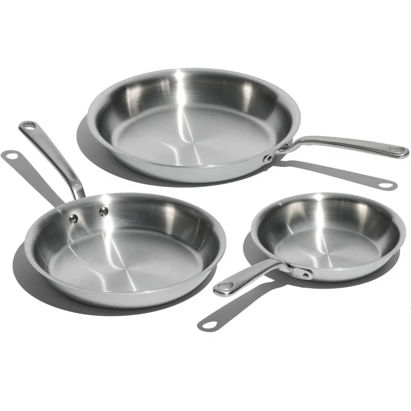 3-Piece Stainless Steel Frying Pan Set, 8+10+12 Skillet Pans, 5-Ply Stainless Clad,Professional Cookware,Induction Compatible
3-Piece Stainless Steel Frying Pan Set, 8+10+12 Skillet Pans, 5-Ply Stainless Clad,Professional Cookware,Induction Compatible