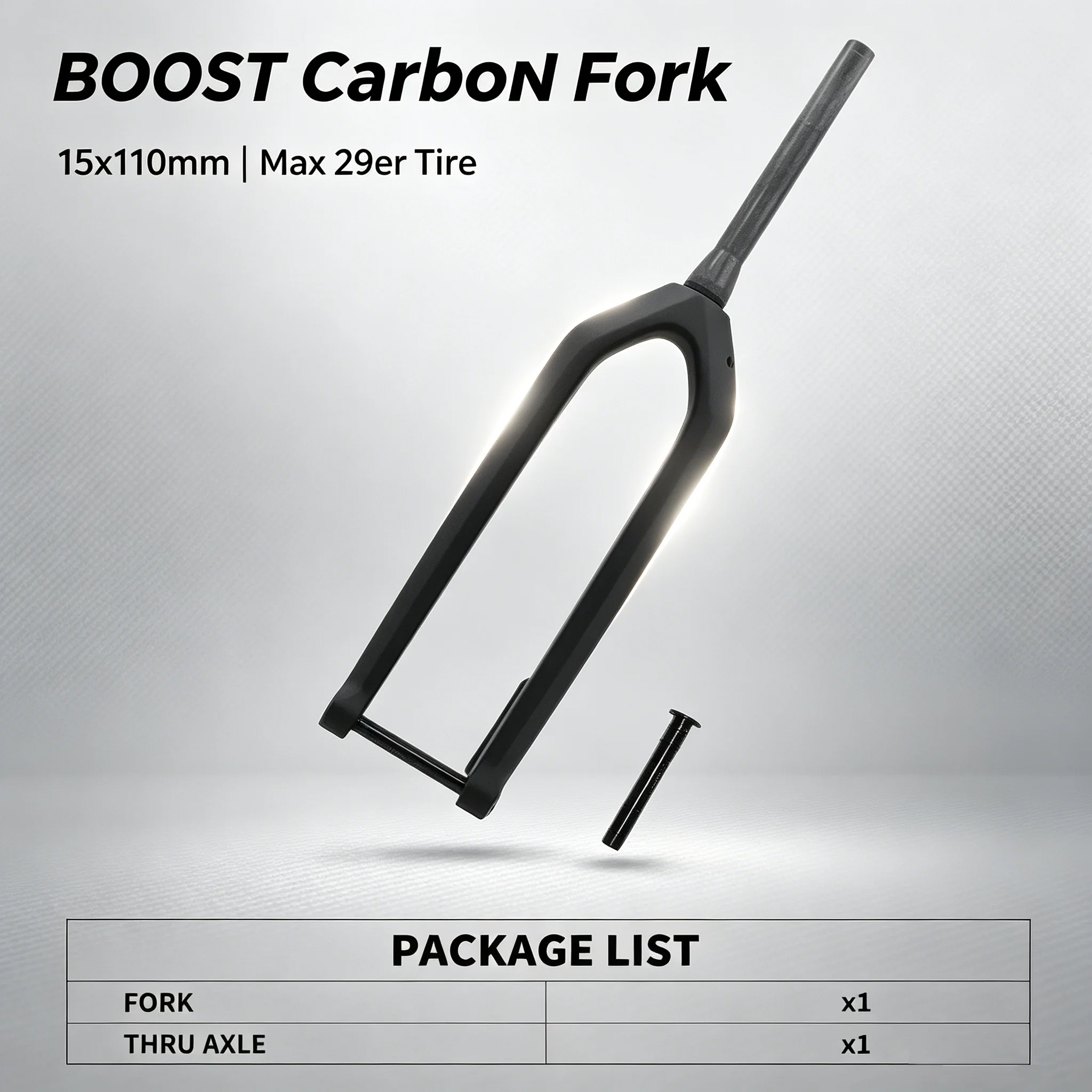 MTB Thru Axle Boost Fork 15*110mm Full Carbon Fiber Bike Front 26"/27.5"/29" Rigid Bicycle Fork Vertebra Tube Carbon Boo
MTB Thru Axle Boost Fork 15*110mm Full Carbon Fiber Bike Front 26"/27.5"/29" Rigid Bicycle Fork Vertebra Tube Carbon Boo