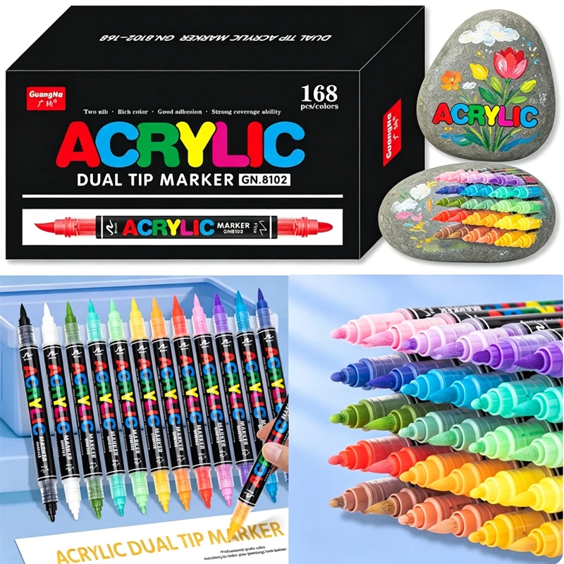 GuangNa 36-168 Colors Dual Tip Direct Acrylic Marker with Brush Tip and Round tip Paint Pen for Ceramics Manga Art Supplies
GuangNa 36-168 Colors Dual Tip Direct Acrylic Marker with Brush Tip and Round tip Paint Pen for Ceramics Manga Art Supplies