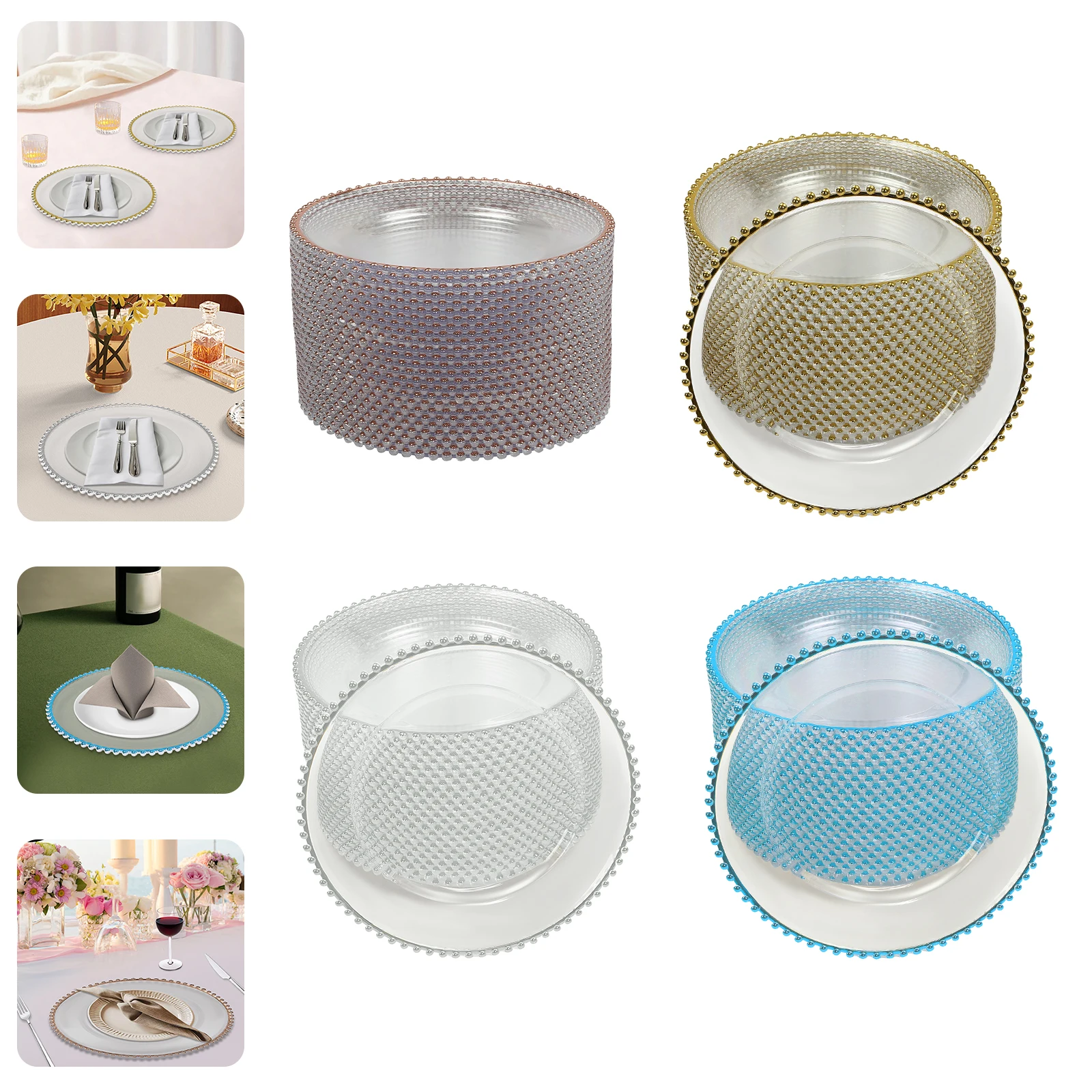 25pcs Gold/Rose Gold/Silver/Blue 12.6inch Clear Charger Plates Table Charger Plates Dinner Charger Plates For Banquets Weddings
25pcs Gold/Rose Gold/Silver/Blue 12.6inch Clear Charger Plates Table Charger Plates Dinner Charger Plates For Banquets Weddings