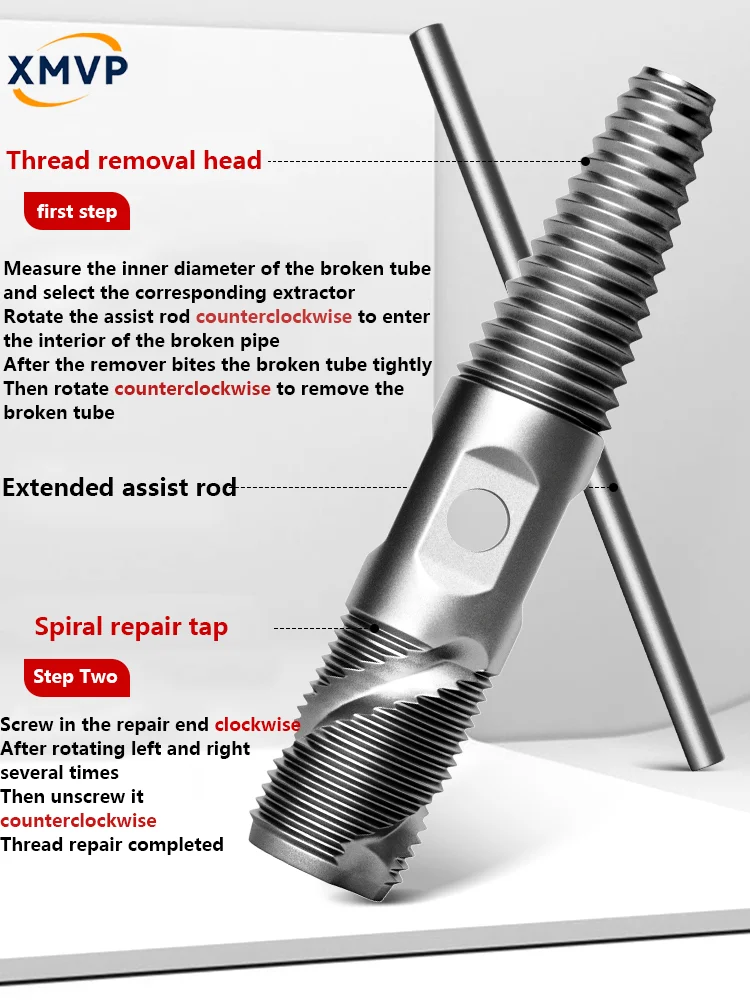Broken thread remover, a magic tool for removing broken pipe screws, quarter and six-inch internal threads, reverse threads, bro
Broken thread remover, a magic tool for removing broken pipe screws, quarter and six-inch internal threads, reverse threads, bro