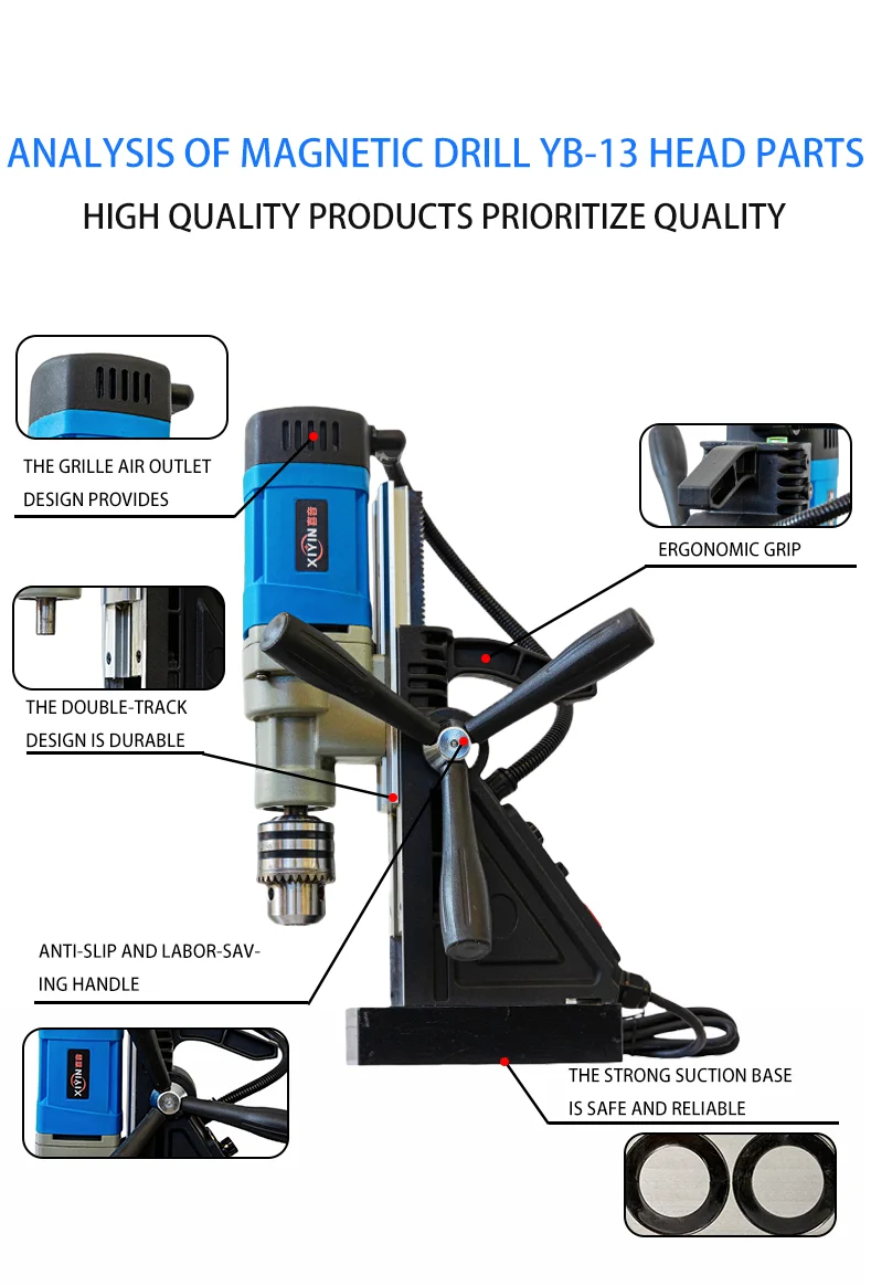 YB-13 13mm High Magnet Force Portable Multifunction Magnetic Electrical Dril Dril On Rc,brick And Stone Industrial Motor
YB-13 13mm High Magnet Force Portable Multifunction Magnetic Electrical Dril Dril On Rc,brick And Stone Industrial Motor
