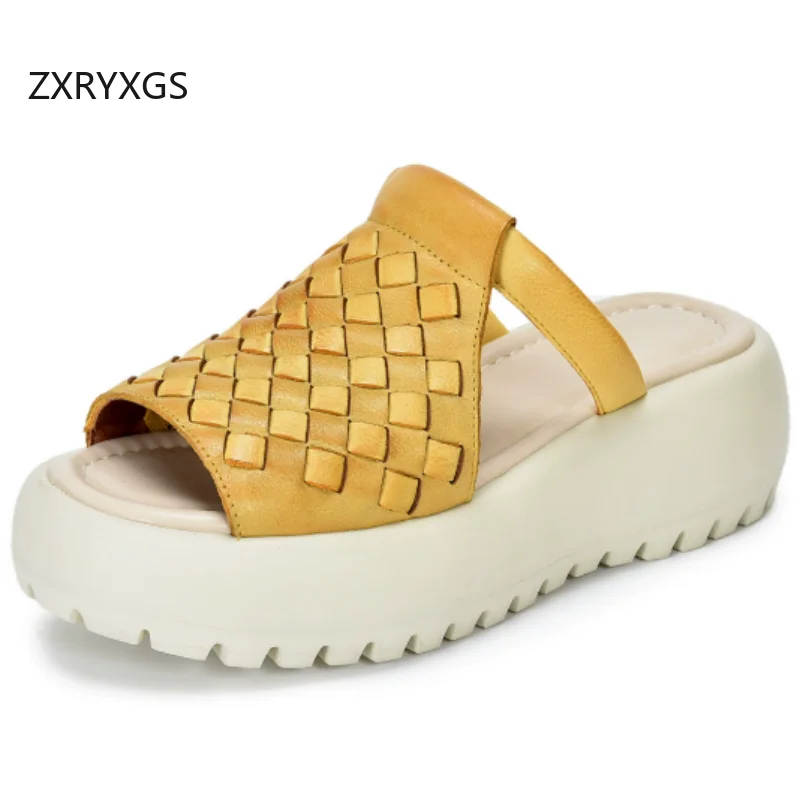 ZXRYXGS Top Layer Cowhide Woven Open Toe Cool Slipper Outerwear Sandals 2026 New Summer Women's Platform Shoes Heighten Slippers
ZXRYXGS Top Layer Cowhide Woven Open Toe Cool Slipper Outerwear Sandals 2026 New Summer Women's Platform Shoes Heighten Slippers