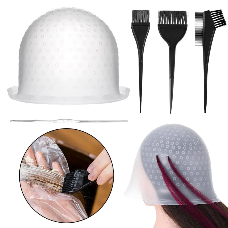 5pcs Salon Silicone Hair Coloring Cap Set Reusable Hair Coloring Highlighting Cap with 3 Brushes and 1 Needle Hairdressing Tools
5pcs Salon Silicone Hair Coloring Cap Set Reusable Hair Coloring Highlighting Cap with 3 Brushes and 1 Needle Hairdressing Tools