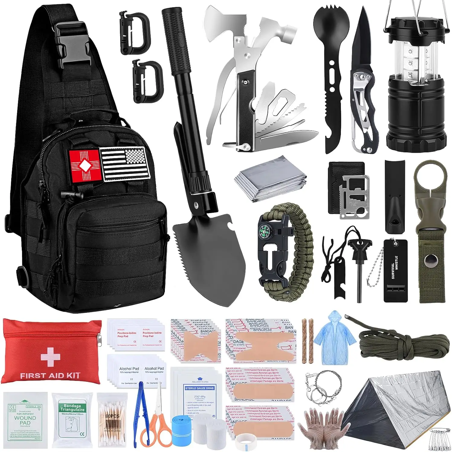 251pcs Survival Kit with Crossbody Bag, Emergency Gear for Camping, Hiking, Outdoor Adventure - Christmas Gifts
251pcs Survival Kit with Crossbody Bag, Emergency Gear for Camping, Hiking, Outdoor Adventure - Christmas Gifts