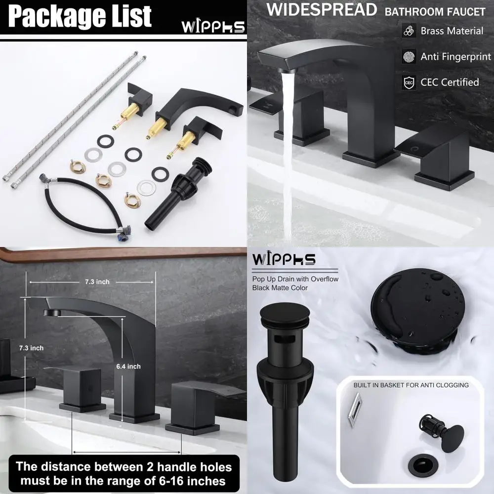 Матовый черный смеситель для раковины в ванной комнате с 3 отверстиями и 8 широко распространенными 2 ручками, выдвижным сливом и шлангом для чашки, WI37151BK
Матовый черный смеситель для раковины в ванной комнате с 3 отверстиями и 8 широко распространенными 2 ручками, выдвижным сливом и шлангом для чашки, WI37151BK