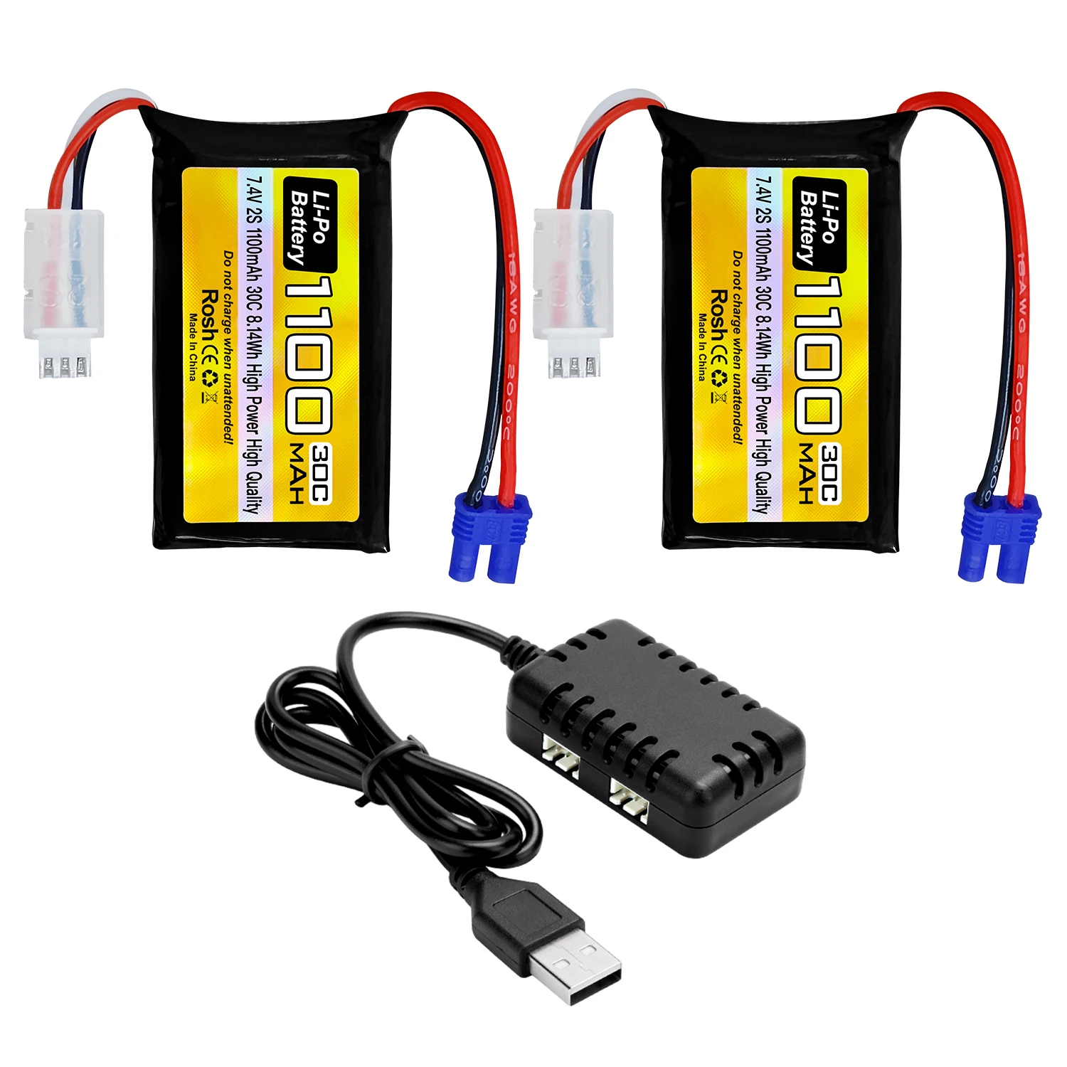 2PCS 7.4V 1100mAh EC2 Plug Lipo Battery with 2-in-1 Charger for UTB18 RC Car,4WD Off-Road Climbing Vehicle Battery Accessories
2PCS 7.4V 1100mAh EC2 Plug Lipo Battery with 2-in-1 Charger for UTB18 RC Car,4WD Off-Road Climbing Vehicle Battery Accessories
