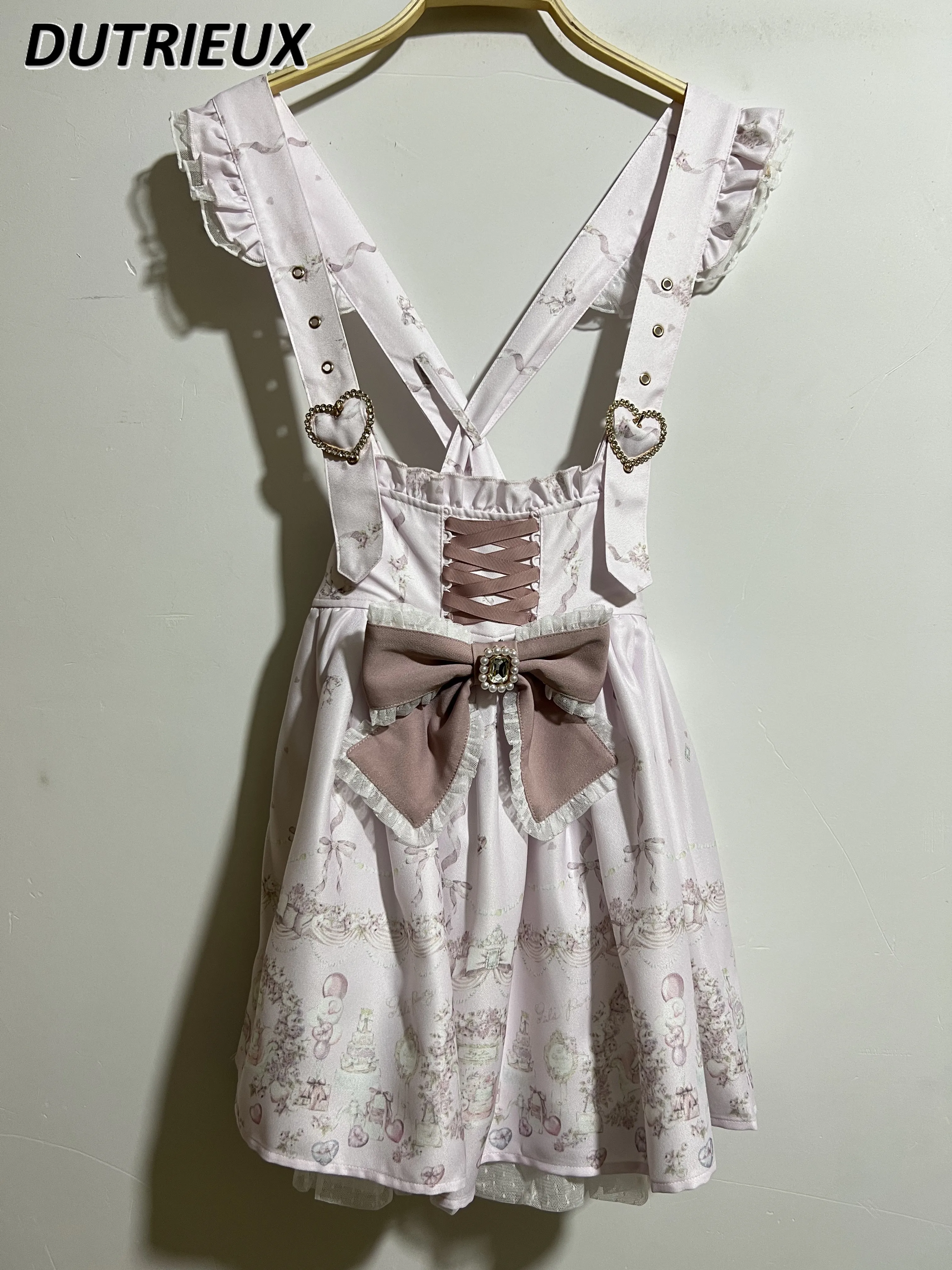 Japanese Mine Mass-Produced Ribbon Bow Short Strap Skirts Diamond Heart Buckle Removable Printed Sweet Cute Suspender Skirt
Japanese Mine Mass-Produced Ribbon Bow Short Strap Skirts Diamond Heart Buckle Removable Printed Sweet Cute Suspender Skirt