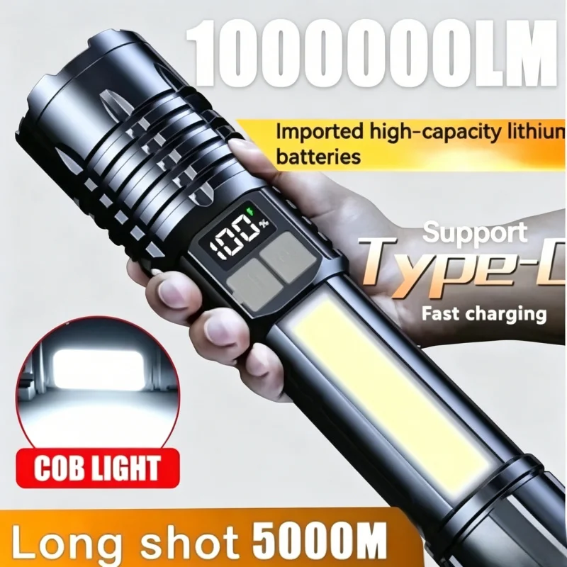 High Power COB LED Flashlight Type-C Rechargeable Torch With Side Light Portable Outdoor Camping Hiking Emergency Lamp
High Power COB LED Flashlight Type-C Rechargeable Torch With Side Light Portable Outdoor Camping Hiking Emergency Lamp