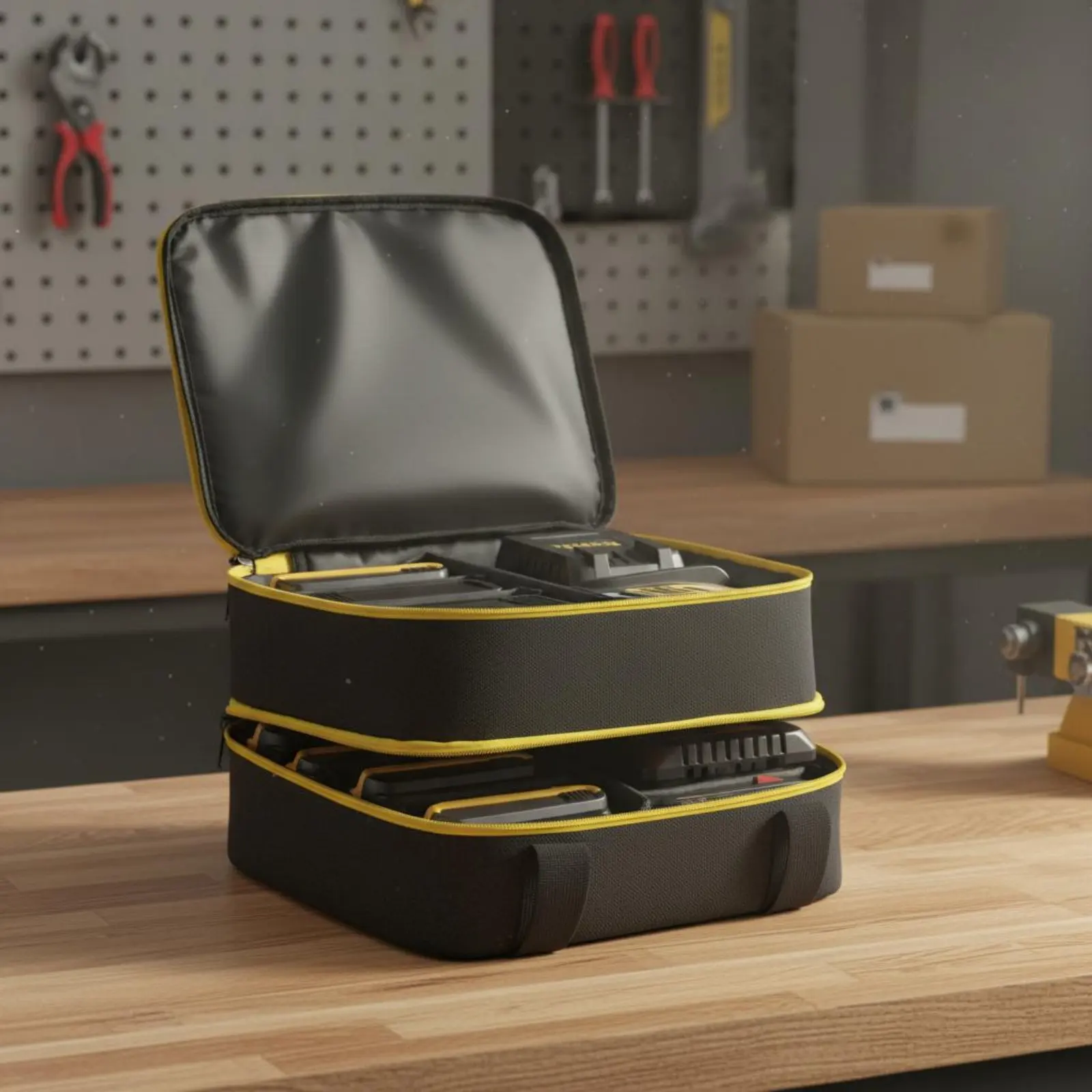 Power Tool Battery Storage Bag Tear-Resistant Double Compartment Battery Organizer Portable Charger Carrying Case
Power Tool Battery Storage Bag Tear-Resistant Double Compartment Battery Organizer Portable Charger Carrying Case