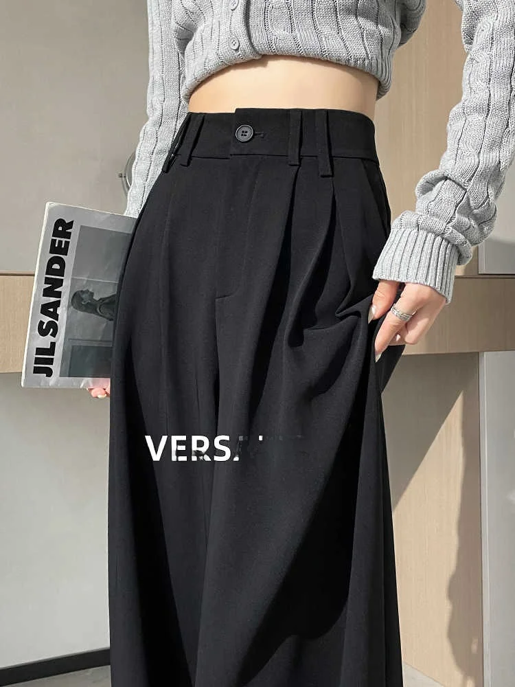 Black High Waist Draped Straight Leg Suit Pants for Women Spring Autumn 2025 New Style Elegant Slimming Wide Leg Trousers
Black High Waist Draped Straight Leg Suit Pants for Women Spring Autumn 2025 New Style Elegant Slimming Wide Leg Trousers