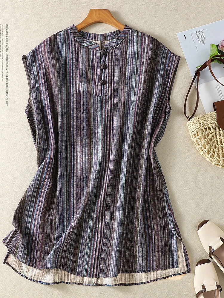 Loose Fit Chinese Collar Texture Sleeveless Shirt Women's Summer plus Size Vintage Shirt Dress Casual Style Breathable Skin-F...
Loose Fit Chinese Collar Texture Sleeveless Shirt Women's Summer plus Size Vintage Shirt Dress Casual Style Breathable Skin-F...
