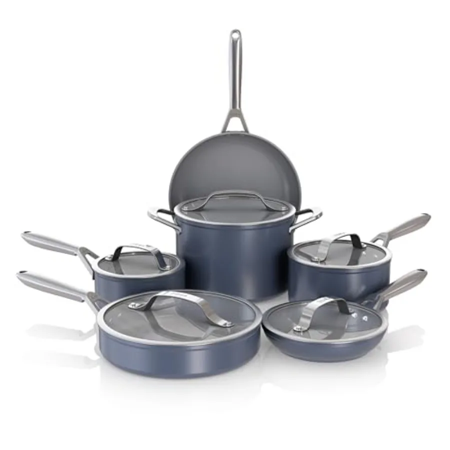Ceramic Pro 11Piece Cookware Set NonStick Pots and Pans Set with Glass Lids Nontoxic PTFE Free Ceramic Coated Oven Safe All Sto
Ceramic Pro 11Piece Cookware Set NonStick Pots and Pans Set with Glass Lids Nontoxic PTFE Free Ceramic Coated Oven Safe All Sto