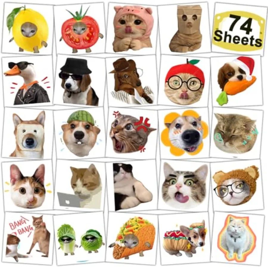 Cute Cat Meme Temporary Tattoos - 74 Individually Sheets Funny Animals Meme Tattoos for Birthday Decorations Party Supplies, Sc
Cute Cat Meme Temporary Tattoos - 74 Individually Sheets Funny Animals Meme Tattoos for Birthday Decorations Party Supplies, Sc