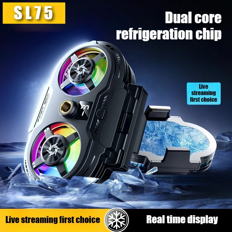 SL75 Semiconductor Back-clip Phone Cooler with Temperature Display for IPhone Android Universal Gaming Live Cooling Fan Radiator
SL75 Semiconductor Back-clip Phone Cooler with Temperature Display for IPhone Android Universal Gaming Live Cooling Fan Radiator