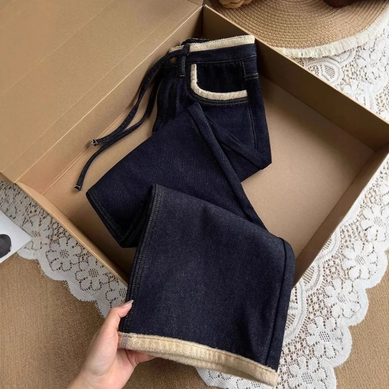 2026 зимние темно-синие джинсы на флисовой подкладке, женские прямые широкие брюки с высокой талией, свободные утягивающие пышные брюки
2026 зимние темно-синие джинсы на флисовой подкладке, женские прямые широкие брюки с высокой талией, свободные утягивающие пышные брюки