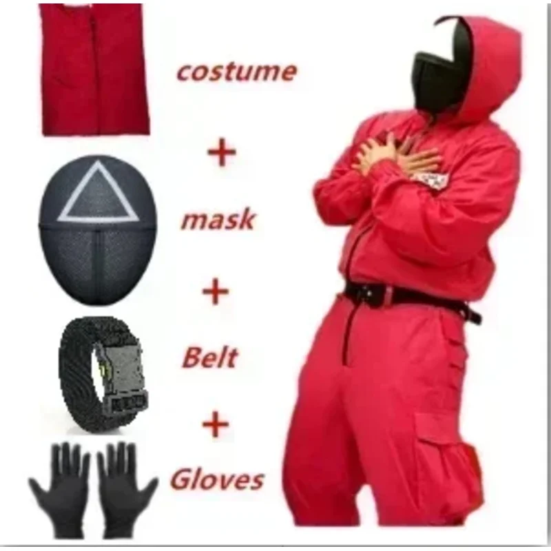 New Red Game Jumpsuit Cosplay Party Tracksuit Outfits Props Role Play Classic Costume From Korean TV Belt Full Mask Set
New Red Game Jumpsuit Cosplay Party Tracksuit Outfits Props Role Play Classic Costume From Korean TV Belt Full Mask Set