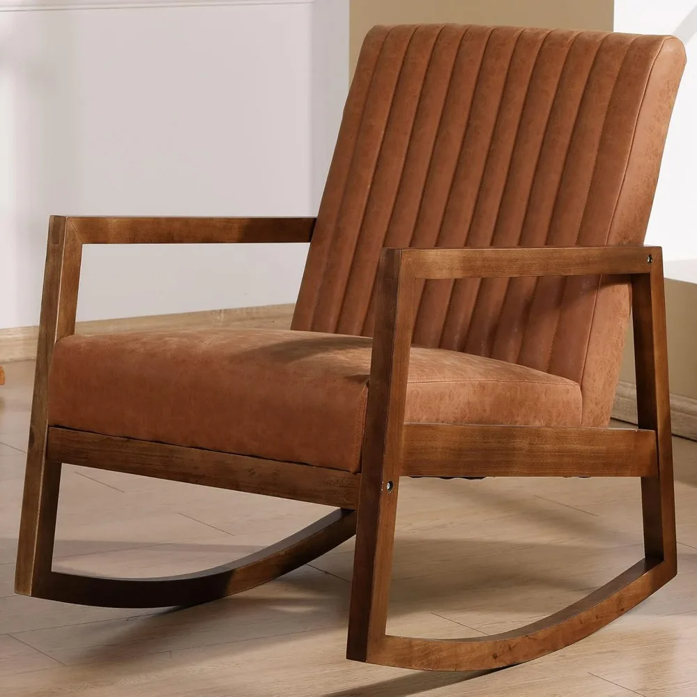 Upholstered Faux Leather Rocking Chair Mid-Century Modern Comfy RockeFrame for Nursery Living Room Bedroom Indoor Sofas
Upholstered Faux Leather Rocking Chair Mid-Century Modern Comfy RockeFrame for Nursery Living Room Bedroom Indoor Sofas