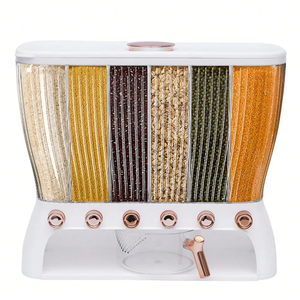 Dry Food Dispenser,Wall Mounted 6 Grid Beans Dispenser,Rice Dispenser Storage With Measuring Cup
Dry Food Dispenser,Wall Mounted 6 Grid Beans Dispenser,Rice Dispenser Storage With Measuring Cup
