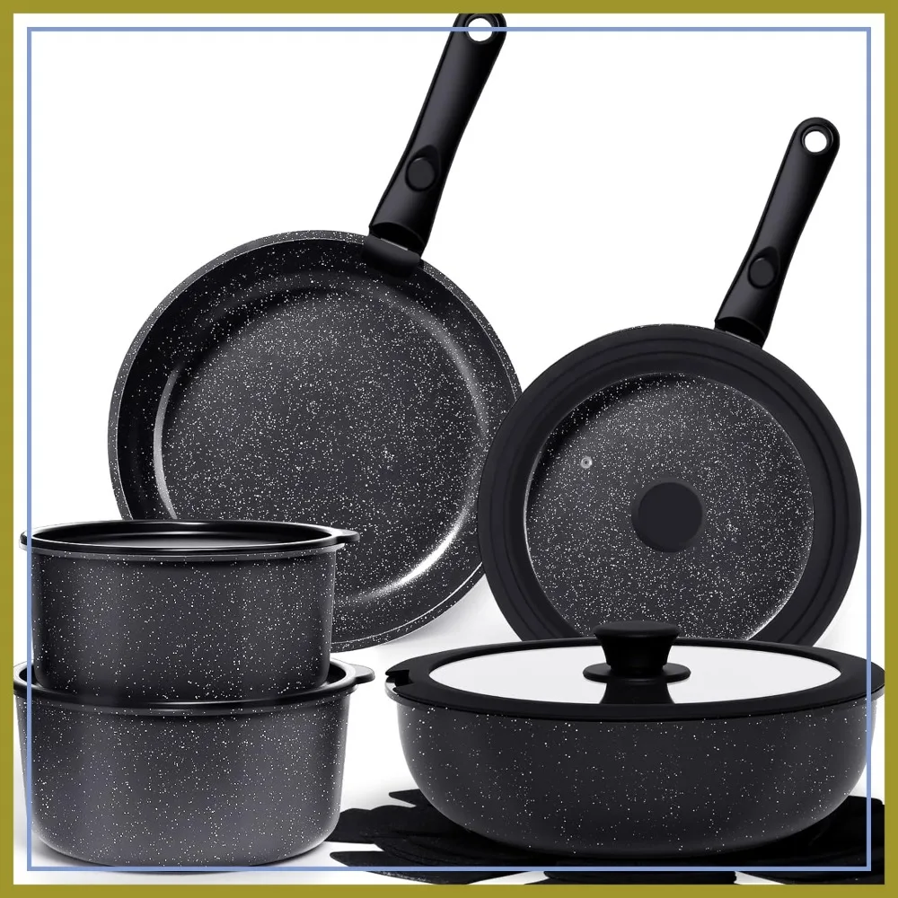 Nonstick Pots and Pans Set, 15 Piece, Detachable Handle, Healthy PFAS PFOA & PTFE Free, Dishwasher & Oven Safe, Induction Compatible
Nonstick Pots and Pans Set, 15 Piece, Detachable Handle, Healthy PFAS PFOA & PTFE Free, Dishwasher & Oven Safe, Induction Compatible