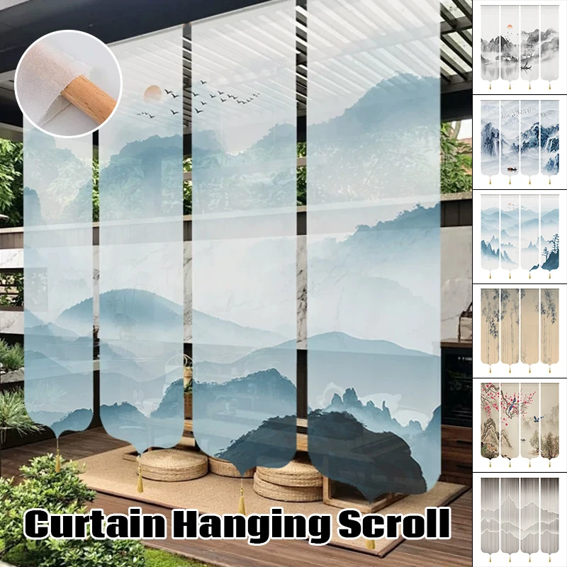 4pcs Chinese Ink Landscape Painting Tulle Curtain Sheer Hanging Valance for Teahouse Decor Living Room Partition Windows Curtain
4pcs Chinese Ink Landscape Painting Tulle Curtain Sheer Hanging Valance for Teahouse Decor Living Room Partition Windows Curtain