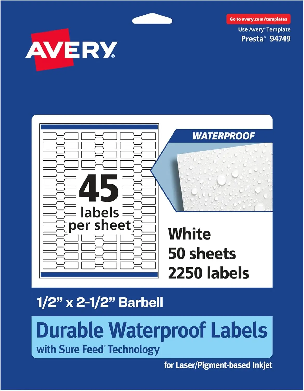 Durable Waterproof Barbell Labels With Sure Feed, 0.5"" X 2.5"", 2,250 Oil And Tear-Resistant, Laser/Pigment-Based Inkjet
Durable Waterproof Barbell Labels With Sure Feed, 0.5"" X 2.5"", 2,250 Oil And Tear-Resistant, Laser/Pigment-Based Inkjet