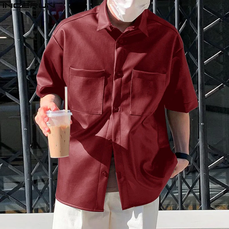 INCERUN Tops 2025 Korean Style Fashion Men's PU Leather Double Pocket Shirts Casual Simple Male Solid Lapel Short Sleeved Blouse
INCERUN Tops 2025 Korean Style Fashion Men's PU Leather Double Pocket Shirts Casual Simple Male Solid Lapel Short Sleeved Blouse