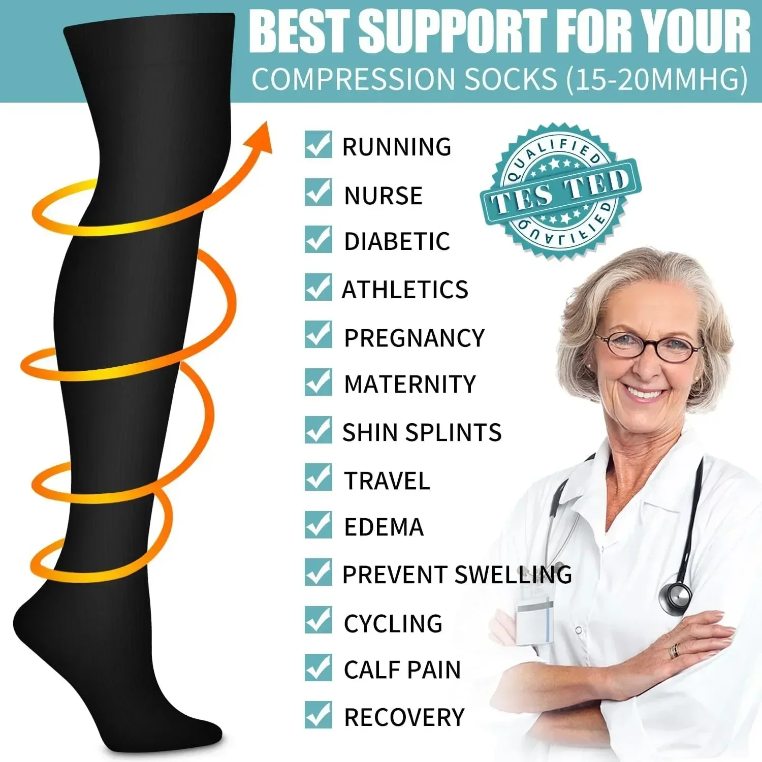 Thigh High Compression Socks 1-3 Pairs Black for Varicose Veins Edema Relief Running Yoga Nursing Men Women Daily Medical Use
Thigh High Compression Socks 1-3 Pairs Black for Varicose Veins Edema Relief Running Yoga Nursing Men Women Daily Medical Use