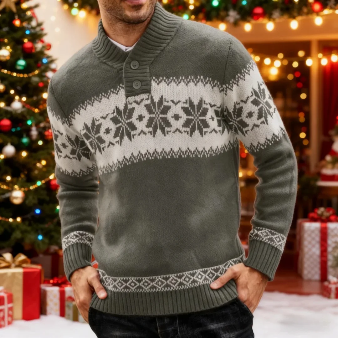 Мужской праздничный свитер из скандинавской вязки — рождественский жаккардовый узор с длинным рукавом свободного покроя)
Мужской праздничный свитер из скандинавской вязки — рождественский жаккардовый узор с длинным рукавом свободного покроя)