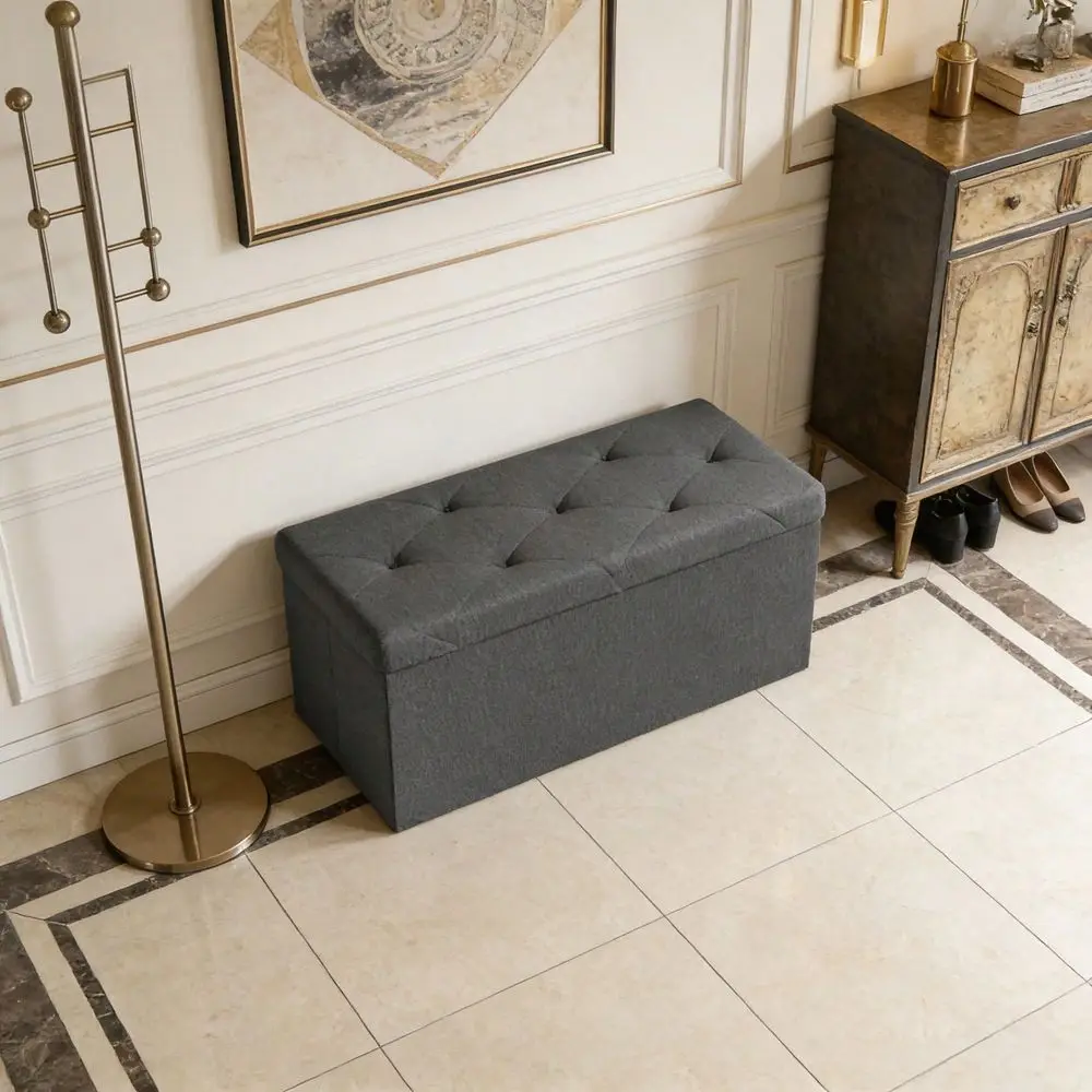 Inches Folding Storage Ottoman Bench, Storage Chest, Foot Rest Stool, Bedroom Bench With Storage, Gray
Inches Folding Storage Ottoman Bench, Storage Chest, Foot Rest Stool, Bedroom Bench With Storage, Gray