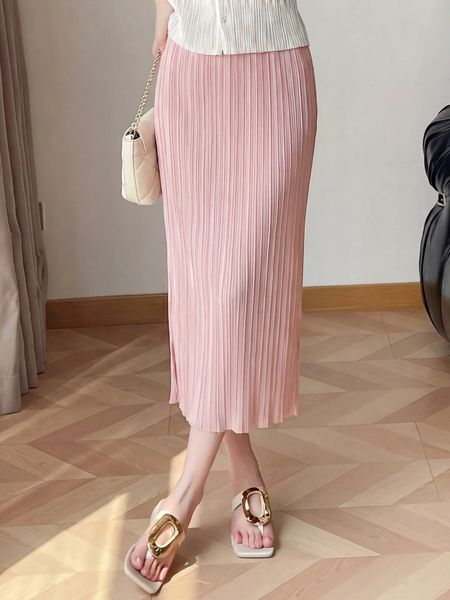 High Waist Slimming Pink Pleated Skirt Three Houses Spring Summer Half Body Skirts Drapey Women's Fashion Polyester Fiber
High Waist Slimming Pink Pleated Skirt Three Houses Spring Summer Half Body Skirts Drapey Women's Fashion Polyester Fiber