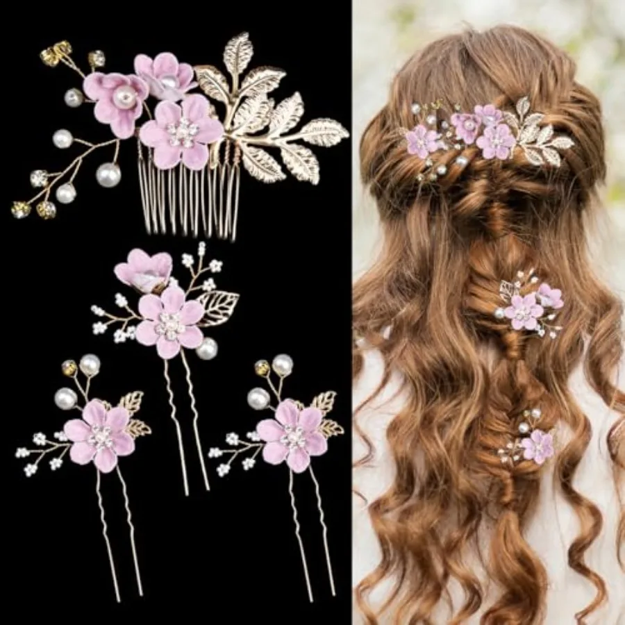 Hair Comb, 4 Pieces Vintage Wedding Flower Pearl Rhinestone Hair Pins Bridal Hair Accessories,,for Brides Bridesmaids Women and
Hair Comb, 4 Pieces Vintage Wedding Flower Pearl Rhinestone Hair Pins Bridal Hair Accessories,,for Brides Bridesmaids Women and